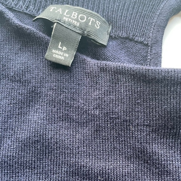 Talbots Petites navy short sleeve sweater tee- Large Petite - Picture 4 of 8